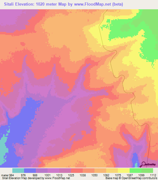 Sitali,Zambia Elevation Map