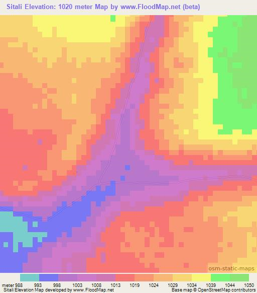 Sitali,Zambia Elevation Map