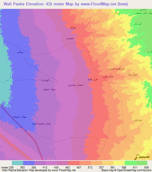 Wali Pasha,Iraq Elevation Map