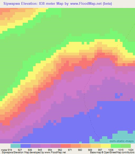 Sipwapwa,Zambia Elevation Map