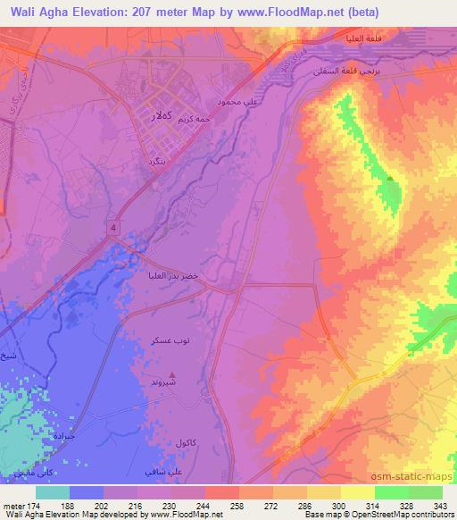 Wali Agha,Iraq Elevation Map