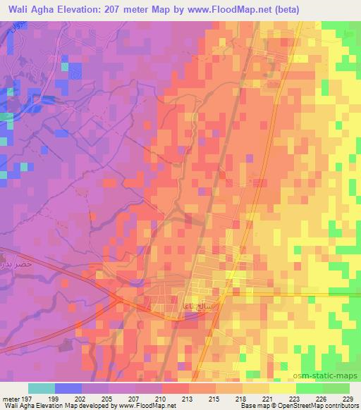 Wali Agha,Iraq Elevation Map