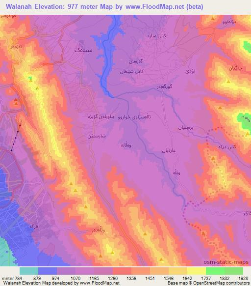 Walanah,Iraq Elevation Map