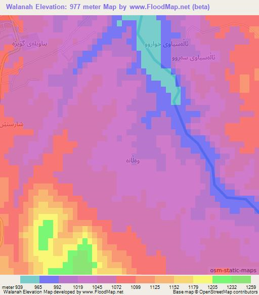 Walanah,Iraq Elevation Map