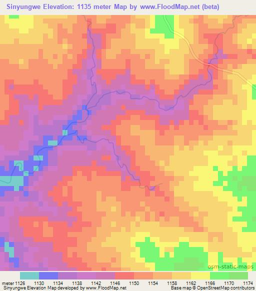 Sinyungwe,Zambia Elevation Map