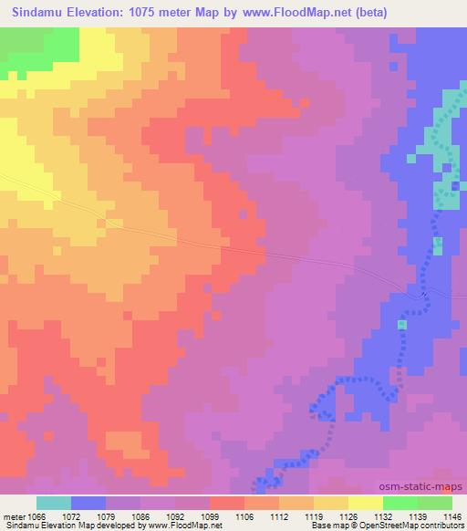 Sindamu,Zambia Elevation Map