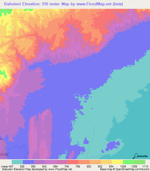 Siabuleni,Zambia Elevation Map