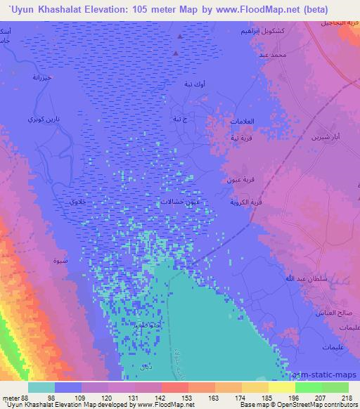 `Uyun Khashalat,Iraq Elevation Map