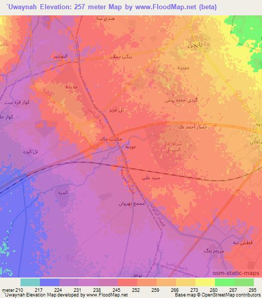 `Uwaynah,Iraq Elevation Map