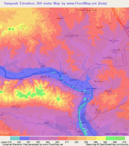 `Uwaynah,Iraq Elevation Map