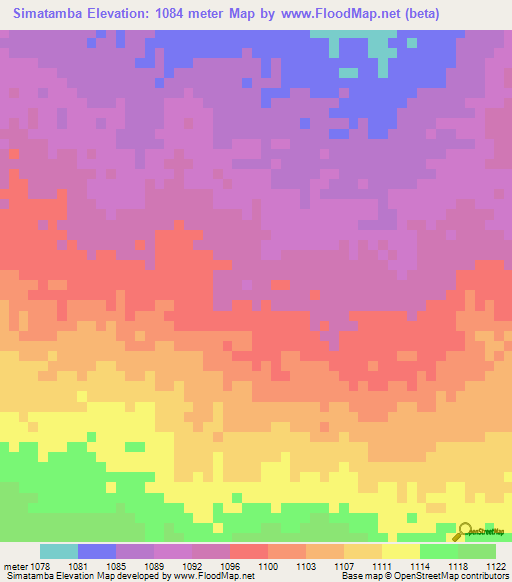 Simatamba,Zambia Elevation Map