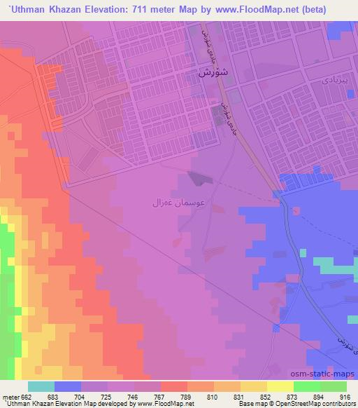 `Uthman Khazan,Iraq Elevation Map