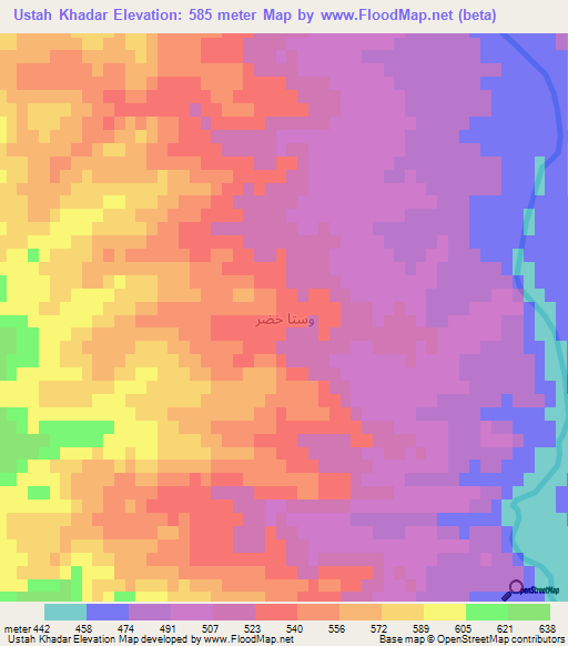 Ustah Khadar,Iraq Elevation Map