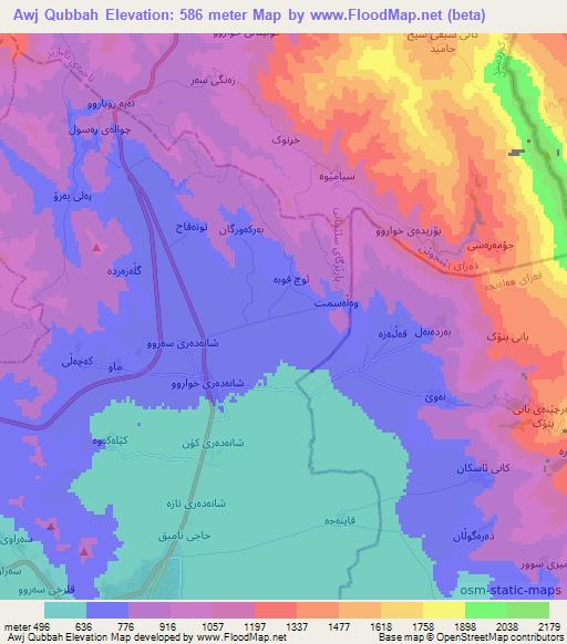 Awj Qubbah,Iraq Elevation Map