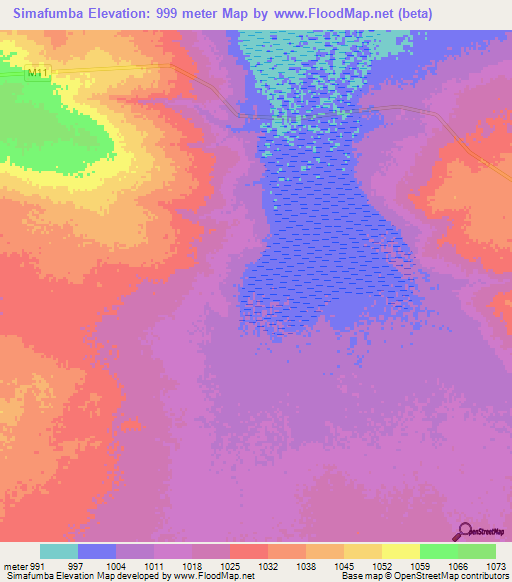 Simafumba,Zambia Elevation Map