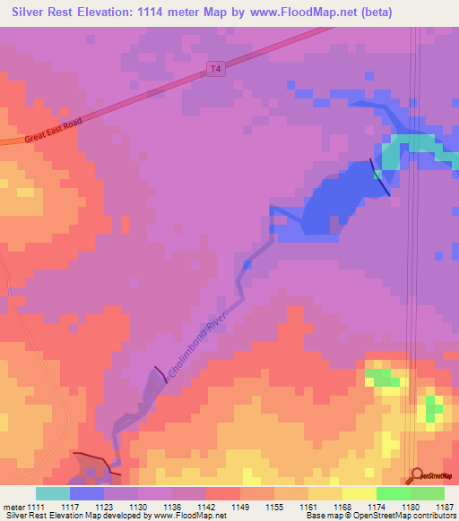 Silver Rest,Zambia Elevation Map