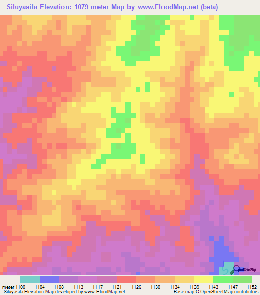 Siluyasila,Zambia Elevation Map