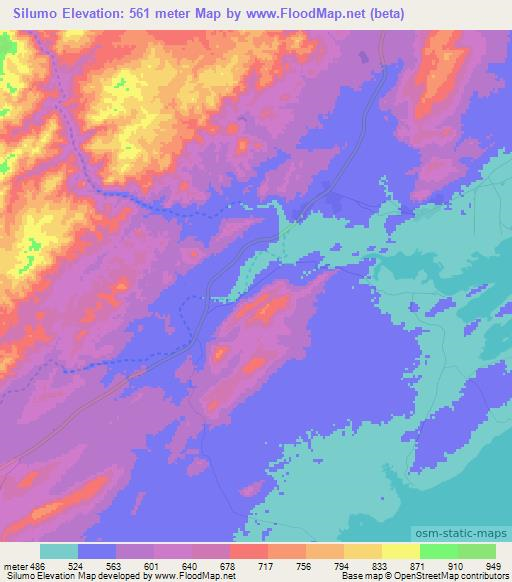 Silumo,Zambia Elevation Map