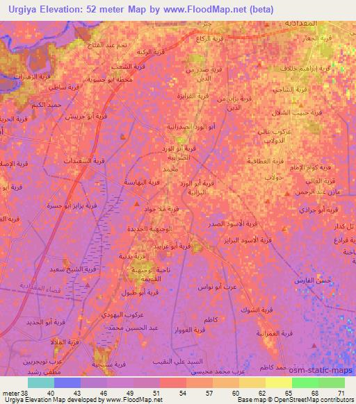 Urgiya,Iraq Elevation Map