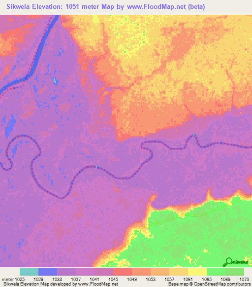 Sikwela,Zambia Elevation Map