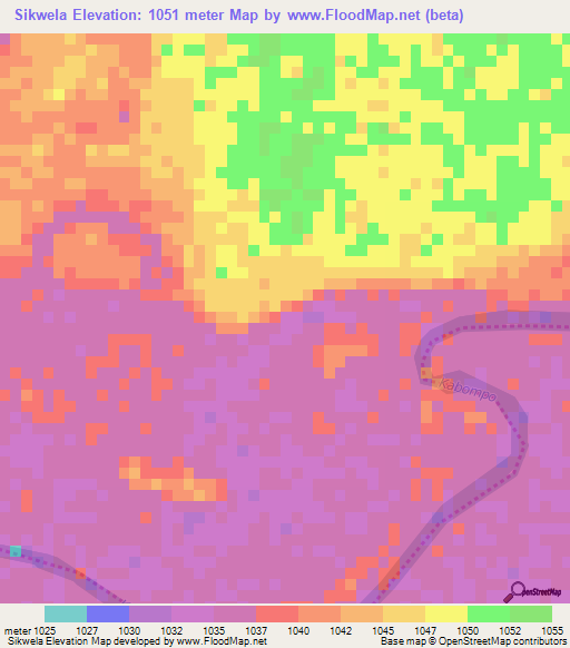 Sikwela,Zambia Elevation Map