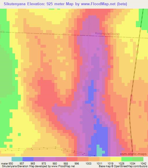 Sikutenyana,Zambia Elevation Map