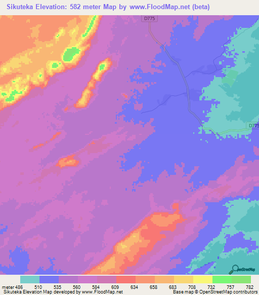 Sikuteka,Zambia Elevation Map