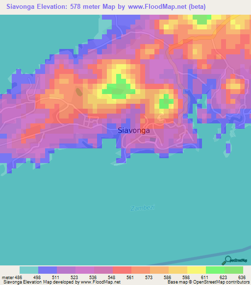 Siavonga,Zambia Elevation Map