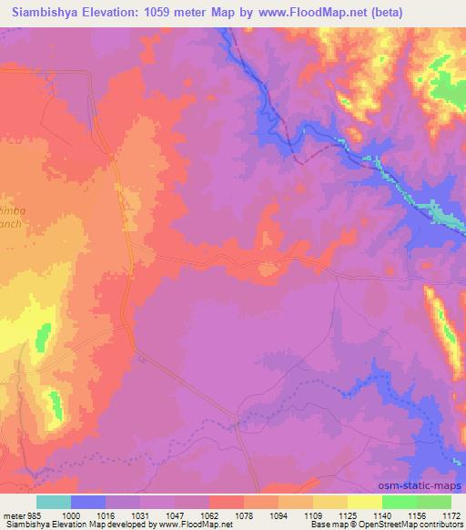 Siambishya,Zambia Elevation Map