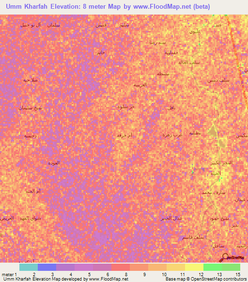 Umm Kharfah,Iraq Elevation Map