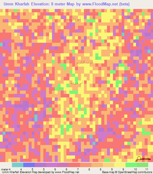 Umm Kharfah,Iraq Elevation Map