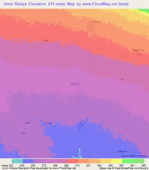 Umm Khaiya,Iraq Elevation Map