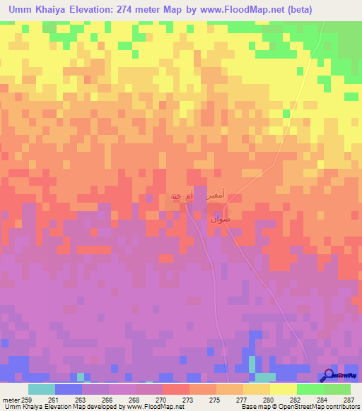 Umm Khaiya,Iraq Elevation Map