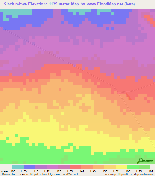 Siachimbwe,Zambia Elevation Map