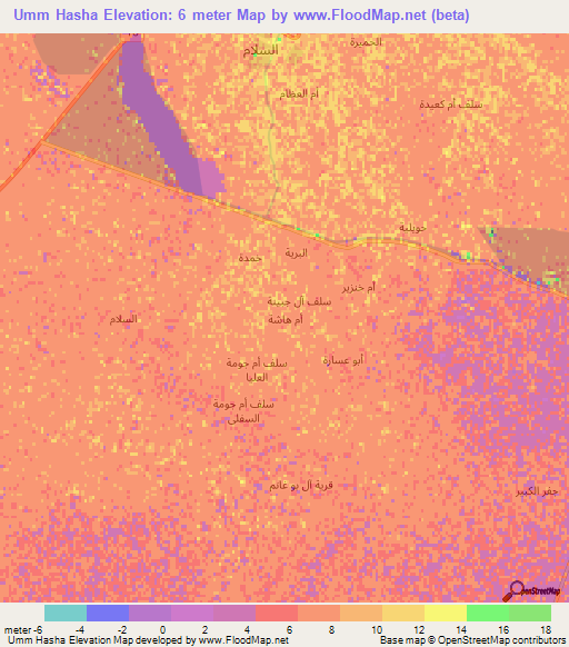 Umm Hasha,Iraq Elevation Map