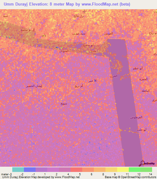 Umm Durayj,Iraq Elevation Map