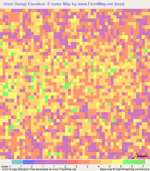 Umm Durayj,Iraq Elevation Map