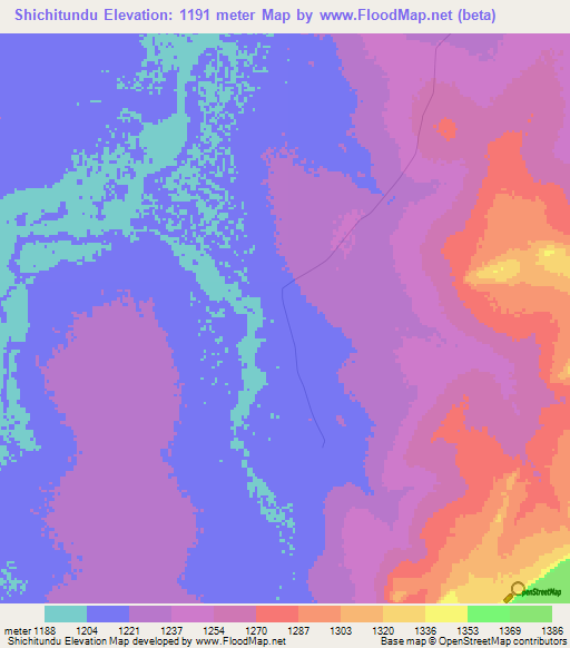 Shichitundu,Zambia Elevation Map