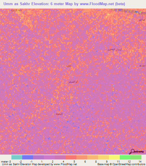 Umm as Sakhr,Iraq Elevation Map