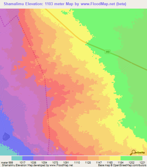 Shamalimu,Zambia Elevation Map