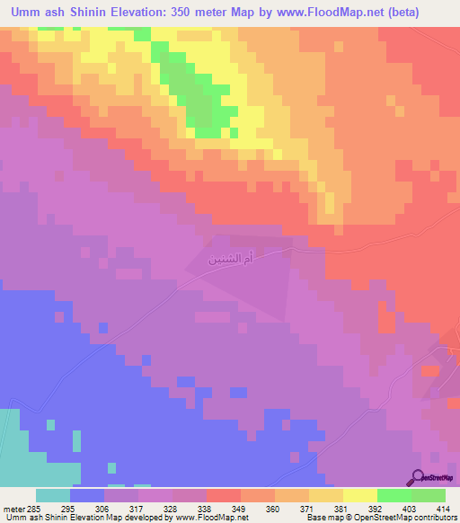 Umm ash Shinin,Iraq Elevation Map