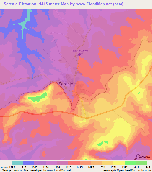 Serenje,Zambia Elevation Map