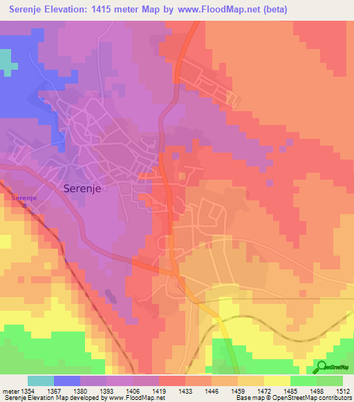 Serenje,Zambia Elevation Map