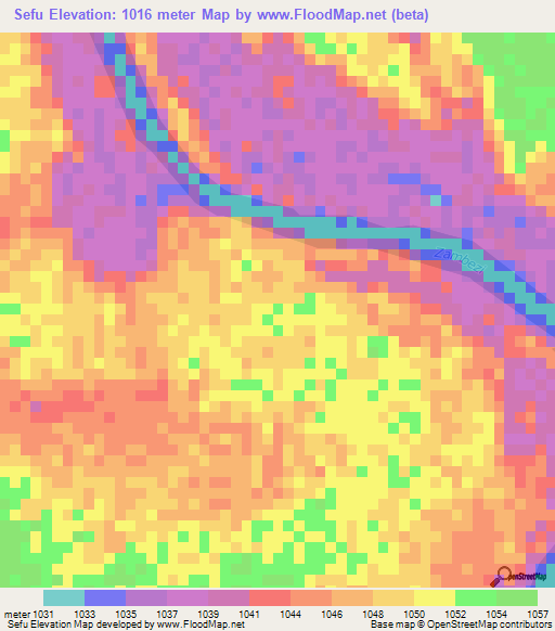 Sefu,Zambia Elevation Map