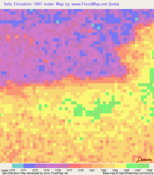 Sefu,Zambia Elevation Map