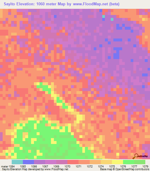 Sayito,Zambia Elevation Map