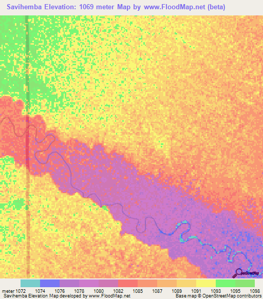 Savihemba,Zambia Elevation Map