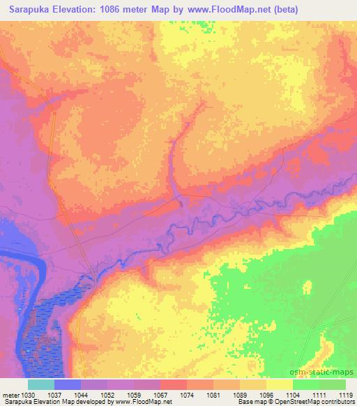 Sarapuka,Zambia Elevation Map