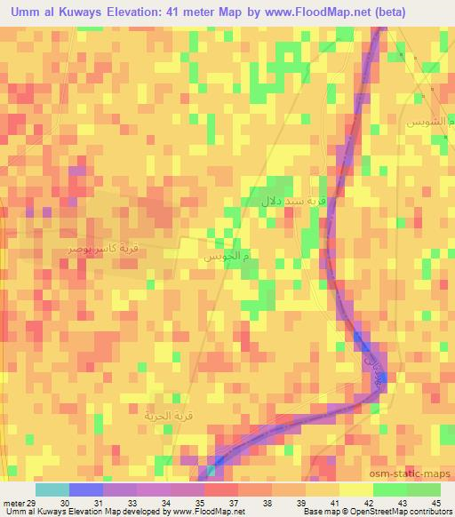 Umm al Kuways,Iraq Elevation Map