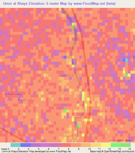 Umm al Khays,Iraq Elevation Map
